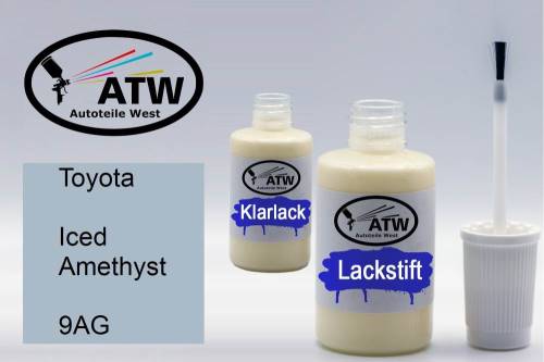 Toyota, Iced Amethyst, 9AG: 20ml Lackstift + 20ml Klarlack - Set, von ATW Autoteile West.